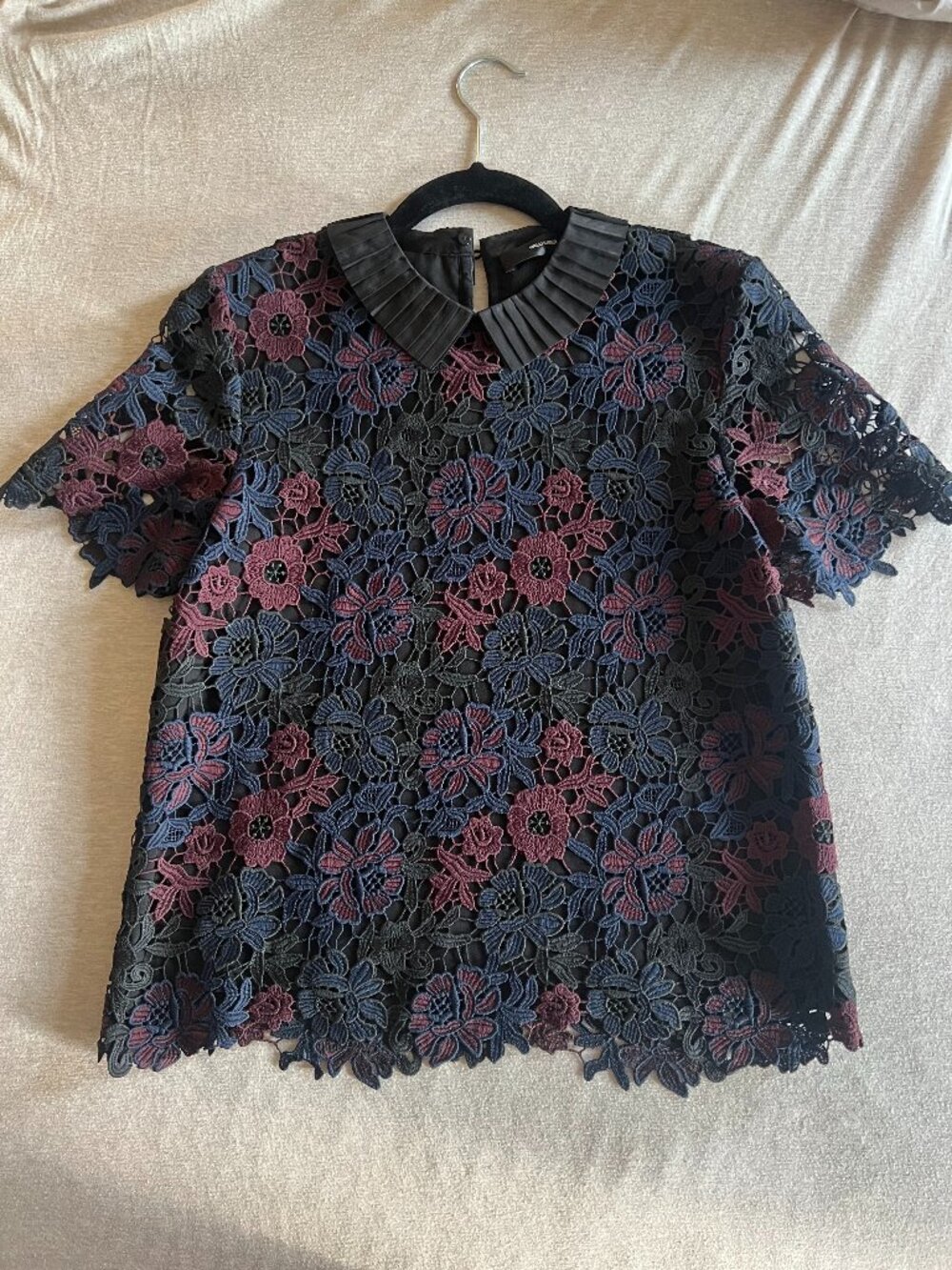 Hallhuber Floral Lace Pleated Peter Pan Collar Top European Boutique M